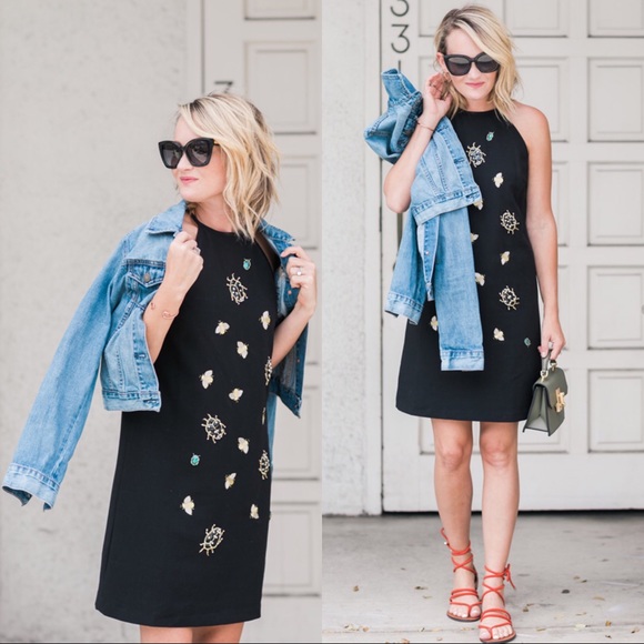 Victoria Beckham Halter Bug Bee Jeweled Dress - Picture 2 of 8